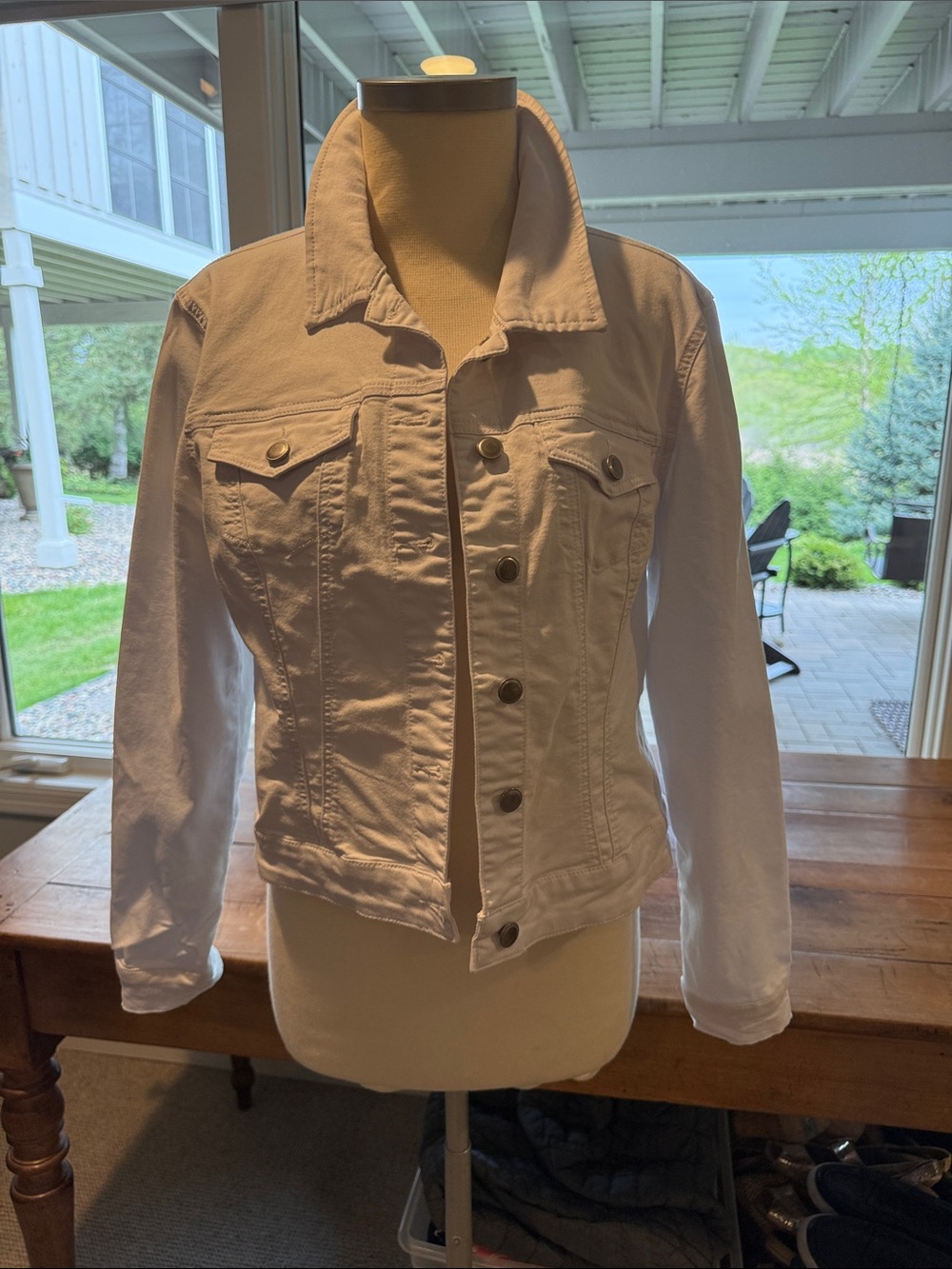 Tribal White Denim Jean Jacket - Button Front Trucker
